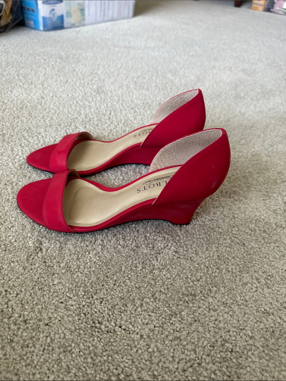 Talbots Red D'Orsay Open-Toe Heels